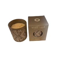 120g Boho Organics Candle with Gem, White Sage Scent for Calm Home Atmosphere
