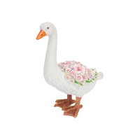 Standing Goose Floral Realistic Design 44cm Height Polyresin 1pce