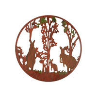 Kangaroos Wall Art Metal Rustic Brown Colour 51cm Bush Theme