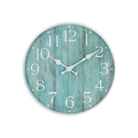 29cm Clock White & Aqua Background Glass Face Home Wall Art