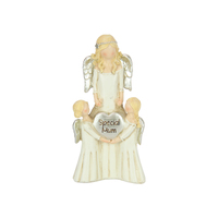Special Mum Angel Ornament Statue with Children Kids 14cm 1pce