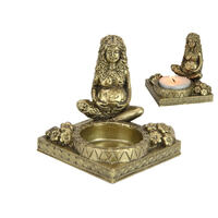 7cm Gold Mother Earth Square Incense/Tea light Holder Statue Zen Meditation