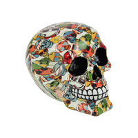 Skull Ornament Party Boy Printed Marble Finish 12cm Resin 1pce