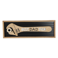 Best Dad Ever Sign Wooden Wall Art Black & Natural 40cm 1pce