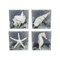4x Canvas Prints Nautical Sealife Set 50cm Stretched & Framed Ready to Hang