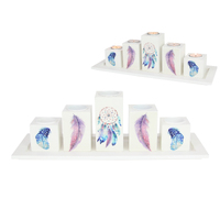 Candle Holder Plate Display + Tealights, 40cm Dream Catcher Design 5pce in Gift Box