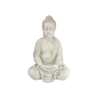Rulai Buddha Statue in Cream White & Gold 68cm Meditating