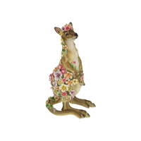 Kangaroo Statue in Colourful Floral Design Outdoor & Garden Resin 41cm