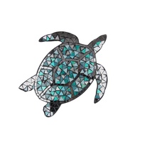 30x36cm Turtle Mosaic MDF Wall Plaque, Coastal-Inspired Decorative Art
