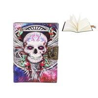 15x20cm Leather Journal with Skull Design - Vintage Style Notebook
