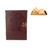 Journal Embosed Tree of Life with Vintage Paper 18x25cm PU Leather Mahogany Colour