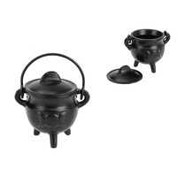 10cm Cast Iron Cauldron with Triple Moon Design Wiccan & Pagan Décor