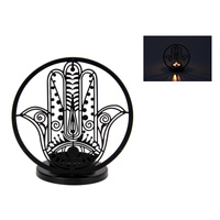 Hamsa Hand Candle Holder 14cm, Shadow Light Lantern for Meditation & Decor