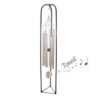 165cm Grand Hand Tuned Wind Chime with 180cm Premium Modern Stand, Silver