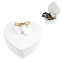 13cm White Heart MDF Box - Decorative Wooden Storage Container