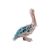 35cm Standing Pelican with Coral, Coastal-Inspired Decorative Figurine