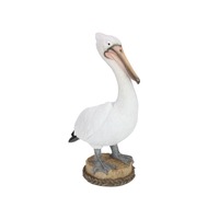 Mini Pelican on Stump with rope 40cm Resin 1pce Beach Ornament