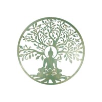 60cm Green Wall Art Buddha Tree of Life, Metal in Emerald Green