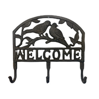 28cm Cast Iron Key Rack with Bird Design, Vintage Wall Decor