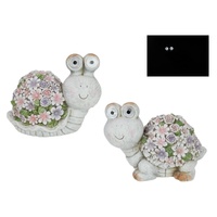 28cm Solar Garden Snail & Turtle Figurines - Set of 2 Outdoor Decorative Solar Decor