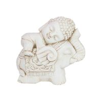 34cm Cream Buddha On Elephant Garden Ornament Resin Statue