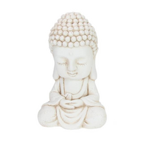 34cm Cream Buddha Statue Hands In Lap Meditating Ornament