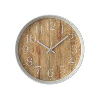 29cm Clock with Natural Timbre Look Print White Frame Hamptons