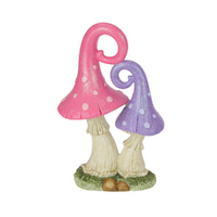 22cm Twin Fairy Mushroom - Pink & Purple Fantasy Garden Decor