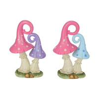22cm Twin Fairy Mushroom Set of 2 - Pink/Purple & Pink/Blue Garden Decor
