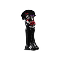 25cm Skeleton Couple Under Umbrella - Romantic Gothic Figurine Decor