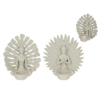 Set of 2 Coral Yoga Lady Figurines 16cm, Meditation & Praying Poses for Home Decor