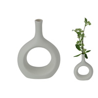 19cm White Ceramic Vase with Modern Art Design, Minimalist Home Decor Accent