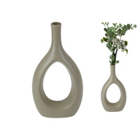 28cm Camel Ceramic Vase with Modern Art Design, Minimalist Home Decor Accent