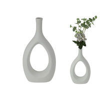 28cm White Ceramic Vase with Modern Art Design, Minimalist Home Decor Accent