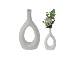 23cm White Ceramic Vase with Modern Art Design, Minimalist Home Decor Accent
