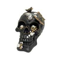 22cm Black Skull Decor - Gothic Home Accent Sculpture