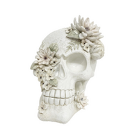22cm White Skull Decor - Gothic Home Accent Sculpture