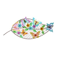 75cm Bright Butterfly on Leaf Wall Art, Colorful Nature-Inspired Home Decor