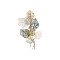 Gold Leaf Wall Art 100x53cm, Elegant Metal Wall Hanging for Home Decor
