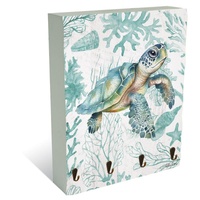 20x25cm Coastal Turtle Key Rack - Beach Inspired Wall Organiser