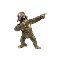28cm Standing Dabbing Gorilla Statue - Fun Urban Jungle Decor Figurine