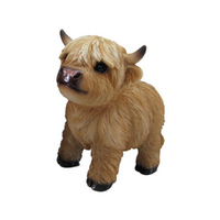 16cm Standing Light Brown Highland Cow Figurine - Cute Farm Animal Decor