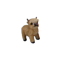 10cm Standing Light Brown Highland Cow Figurine - Cute Farm Animal Decor