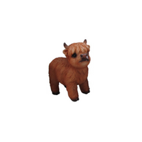 10cm Standing Brown Highland Cow Figurine - Cute Farm Animal Decor