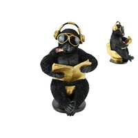 30cm Monkey on Gold Throne Statue, Unique Animal Figurine Decor