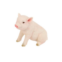 14cm Sitting White Pig Figurine ร Cute Farm Animal Dยcor
