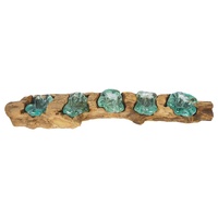 60cm Driftwood Candle Holder with 5 Glass Tea-lights - Coastal Natural Home Decor