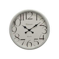 55cm White Wash Wall Clock - Rustic Coastal Home Decor