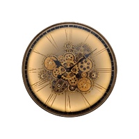 50cm Light-Up Antique Cog Wall Clock, Rustic Industrial Style