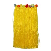 80cm Yellow Hawaiian Tropical Hula Grass Skirts Flower Theming